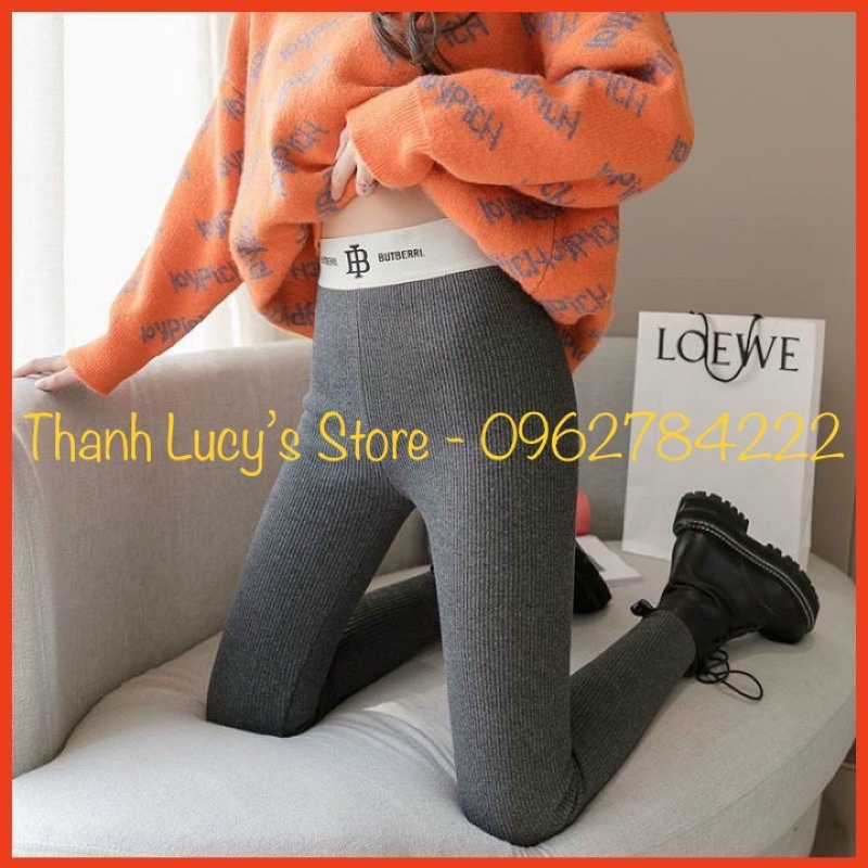 Quần Legging lót lông cạp cao chữ IB len tăm dầy co giãn loại 1_ Quần lót lông nữ cạp cao tôn dáng