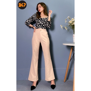 (SẮN) - Áo Croptop Hoa Cúc Dài Tay
