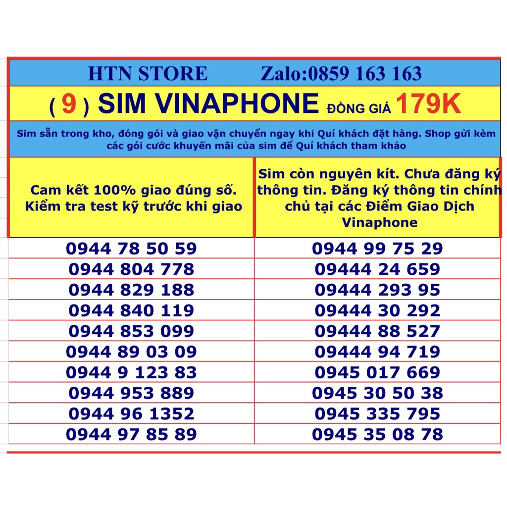 Sim vinaphone số đẹp giá rẻ đồng giá 179k - sim trả trước (9)