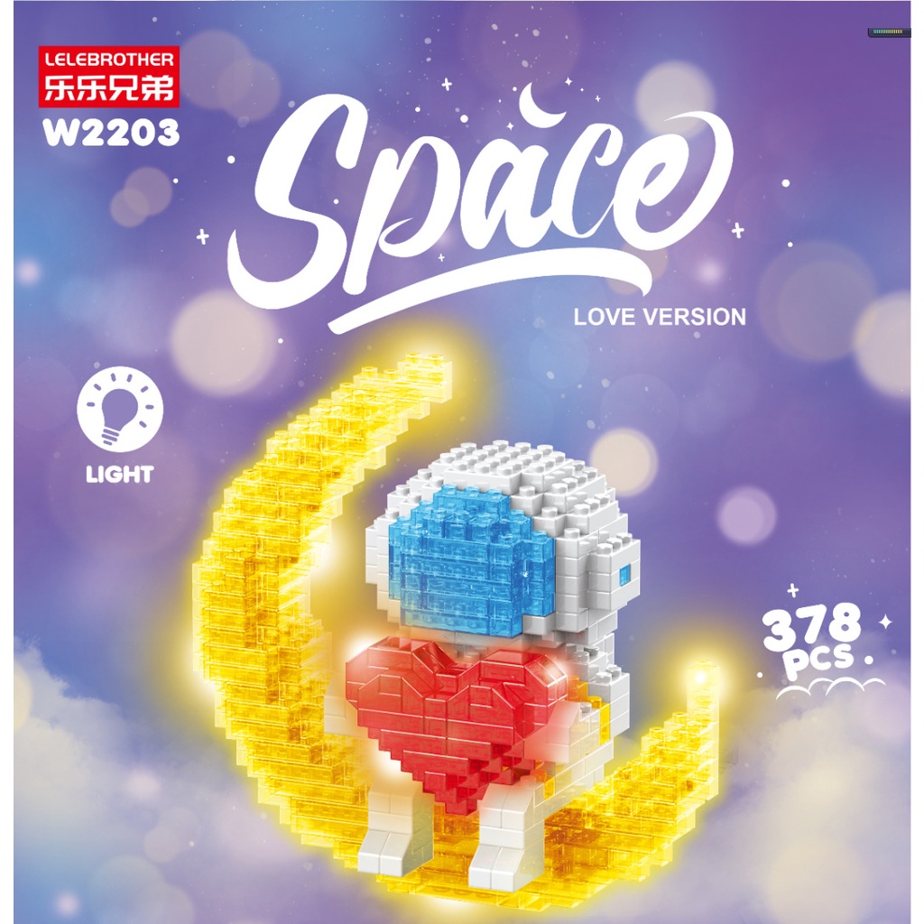 Bộ Đồ Chơi Xếp Hình Phi Hành Gia Mini Phát Sáng Phong Cách Mới