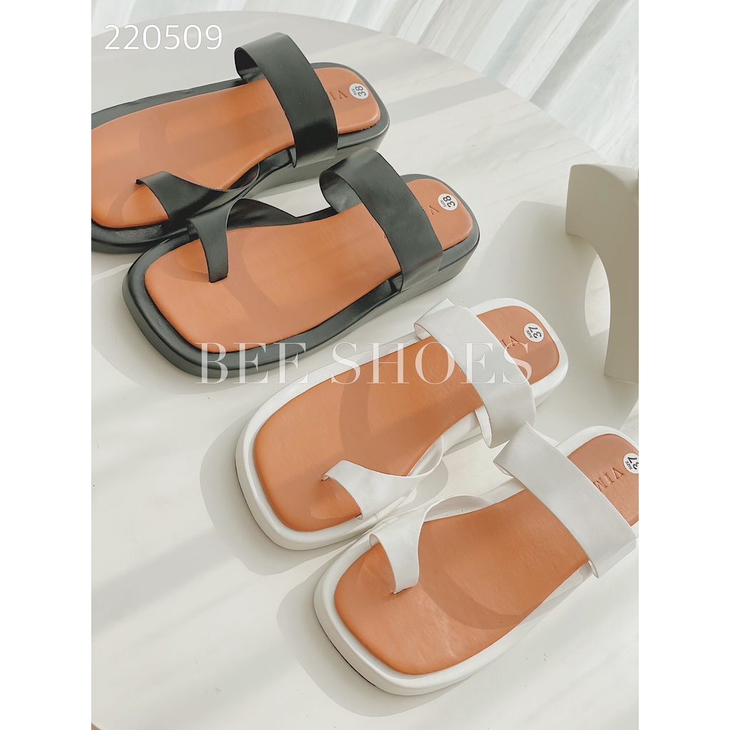 DÉP NỮ BEESHOES - DÉP NỮ BÁNH MỲ QUAI NGANG SẴN MÀU ĐEN - TRẮNG - KEM 220509