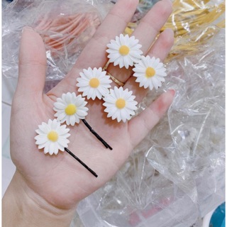 SET 2 kẹp tóc hoa cúc - gồm 1 kẹp tăm 1 cúc & kẹp xước 2 cúc