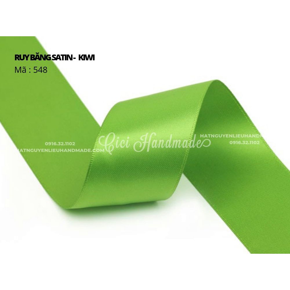 Cuộn 5M Ruy băng Satin 2 mặt màu xanh lá cây xanh neon - link 4/9 Cici Handmade ruyban gấm hoa lụa ruyban ribbon satin