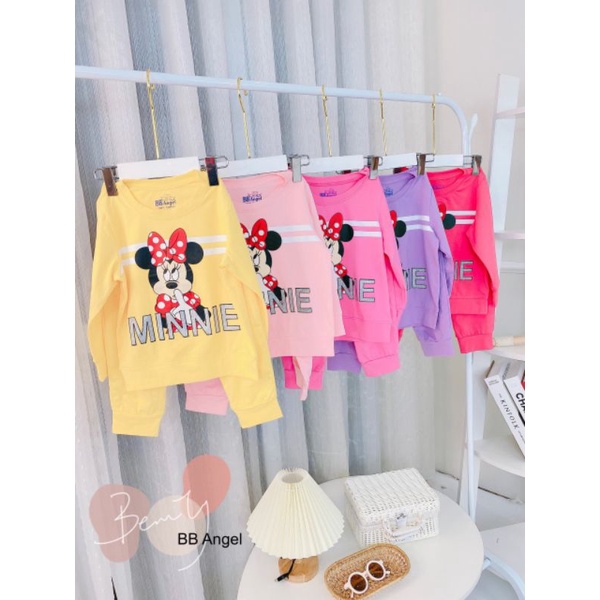 [size 10-20kg] Bộ thu đông dài tay bb angel minie chữ nổi cực đẹp 100% cotton Sài Gòn loại 1