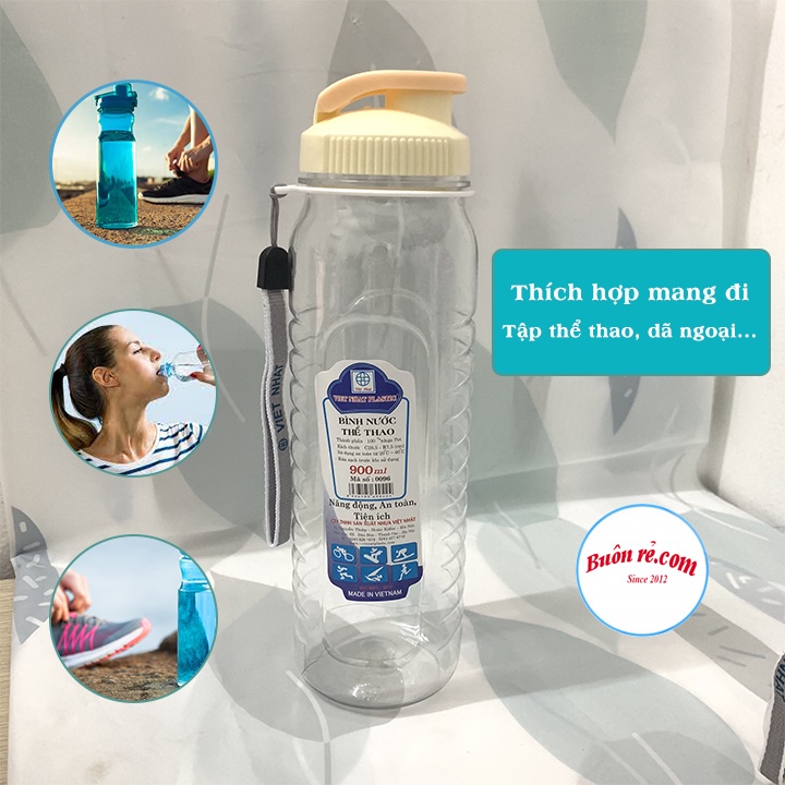 Bình nước học sinh Việt Nhật 550ml,750ml,900ml –Bình nước thể thao có quai dù treo  -Buôn rẻ 01281