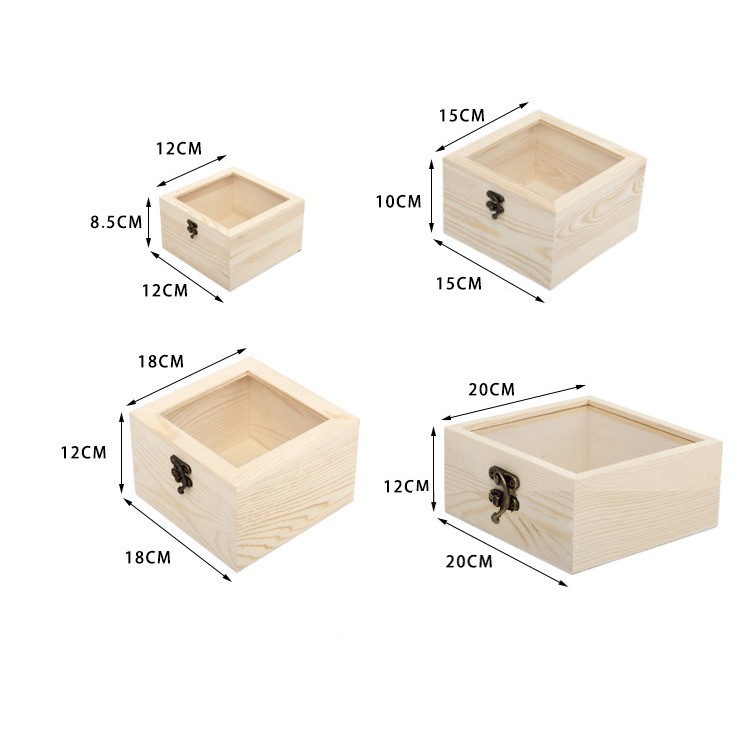 Hộp gỗ vuông nắp kính nhiều size 8.5cm,12cm,15cm,18cm,20cm, Hộp đựng quà, hộp đựng hoa khô,hộp đựng trang sức | BigBuy360 - bigbuy360.vn