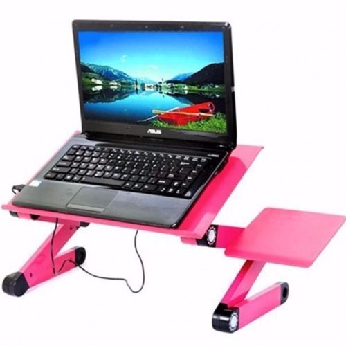 Bàn xoay laptop đa năng có thể gập lại với quạt làm mát và miếng lót chuột (Đen)