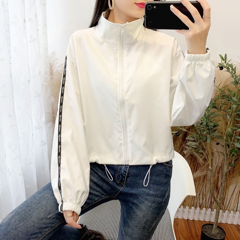 IELGY    Áo Khoác Thể Thao Dáng Ngắn Mỏng Thời Trang Cho Nữ