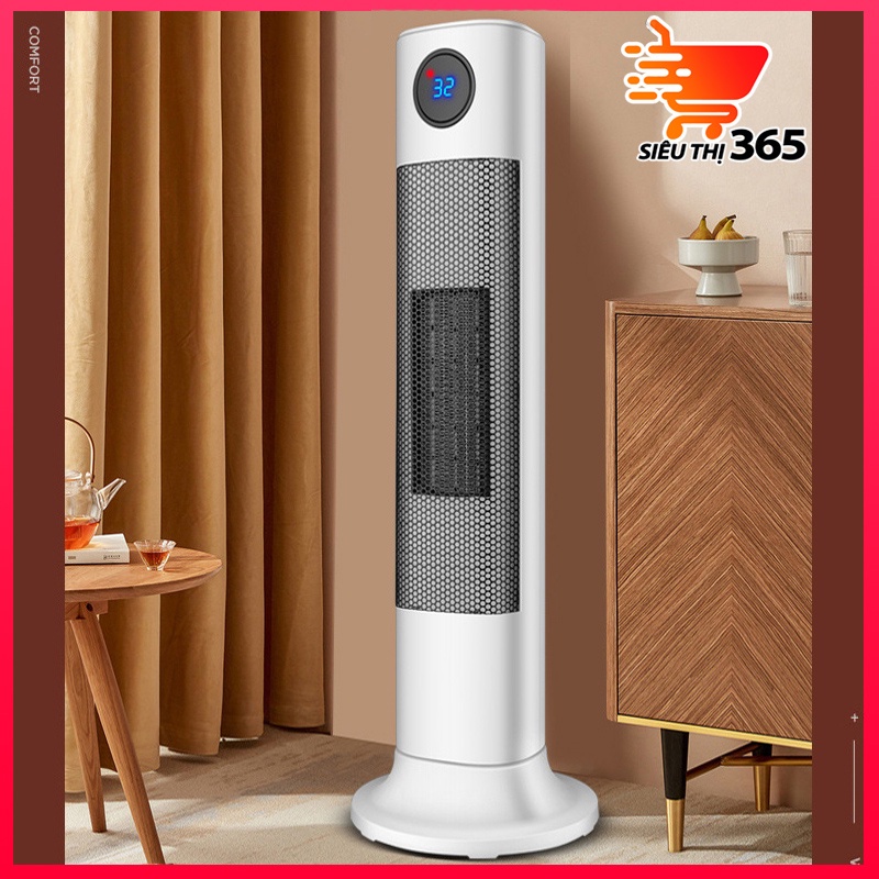 Quạt sưởi ấm_máy sưởi_Điều khiển từ xa_dáng đứng cao cấp - An toàn - Đầu xoay góc rộng đa năng
