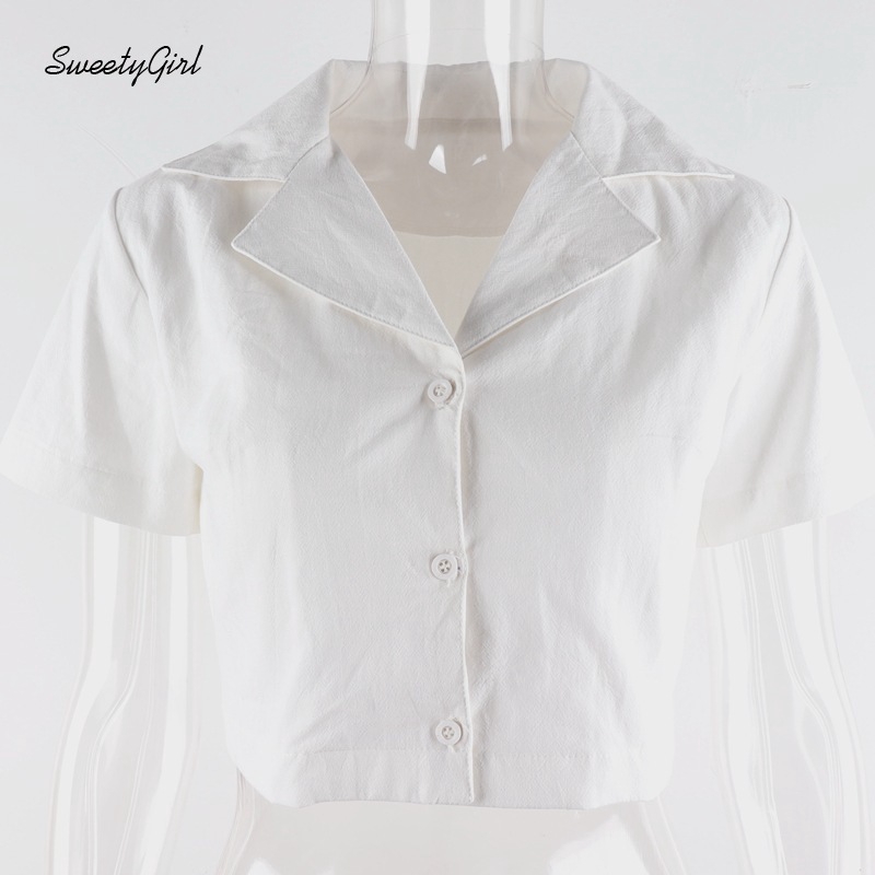 Áo Sơ Mi Lửng Ngắn Tay Màu Trơn Thời Trang Cho Nữ