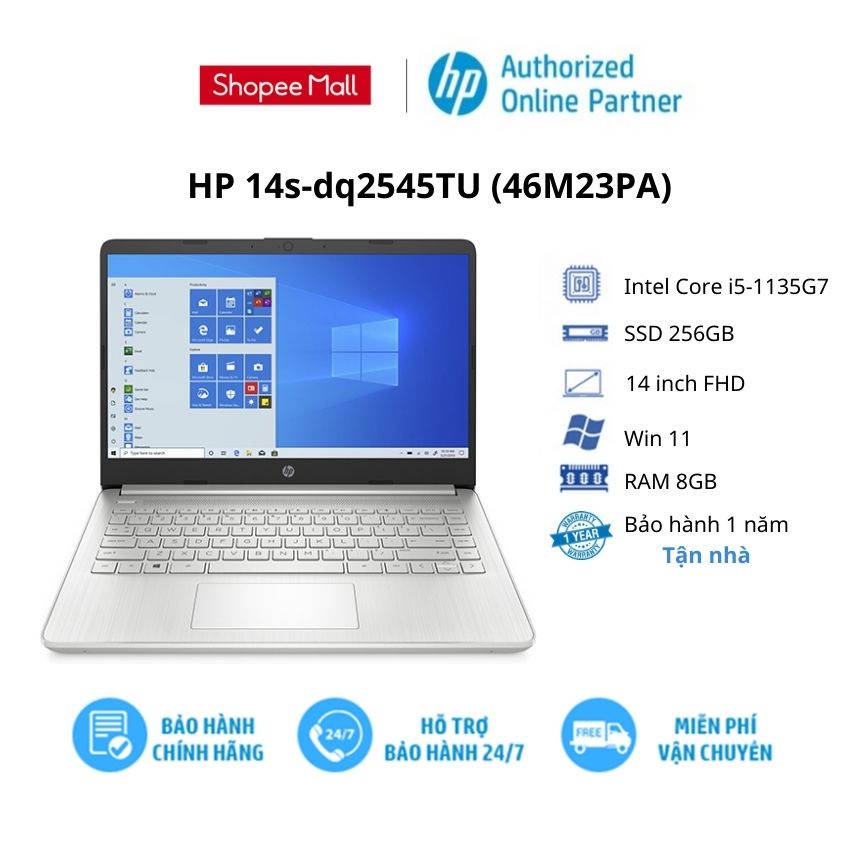 [ELHP13 giảm 10% tối đa 2TR] Laptop HP 14s-dq2545TU (46M23PA)/ Core i5-1135G7/ RAM 8GB/ 256GB SSD/ 14''