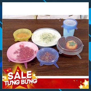 Bọc Thực Phẩm -Bộ 6 Nắp Silicon Đậy Bát Đĩa