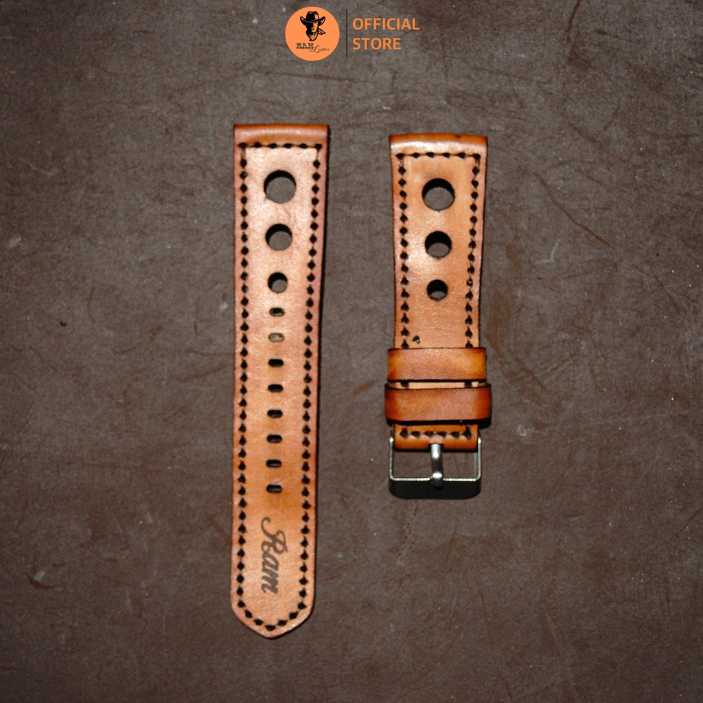 Dây đồng hồ da bò màu nâu - RAM Leather D33