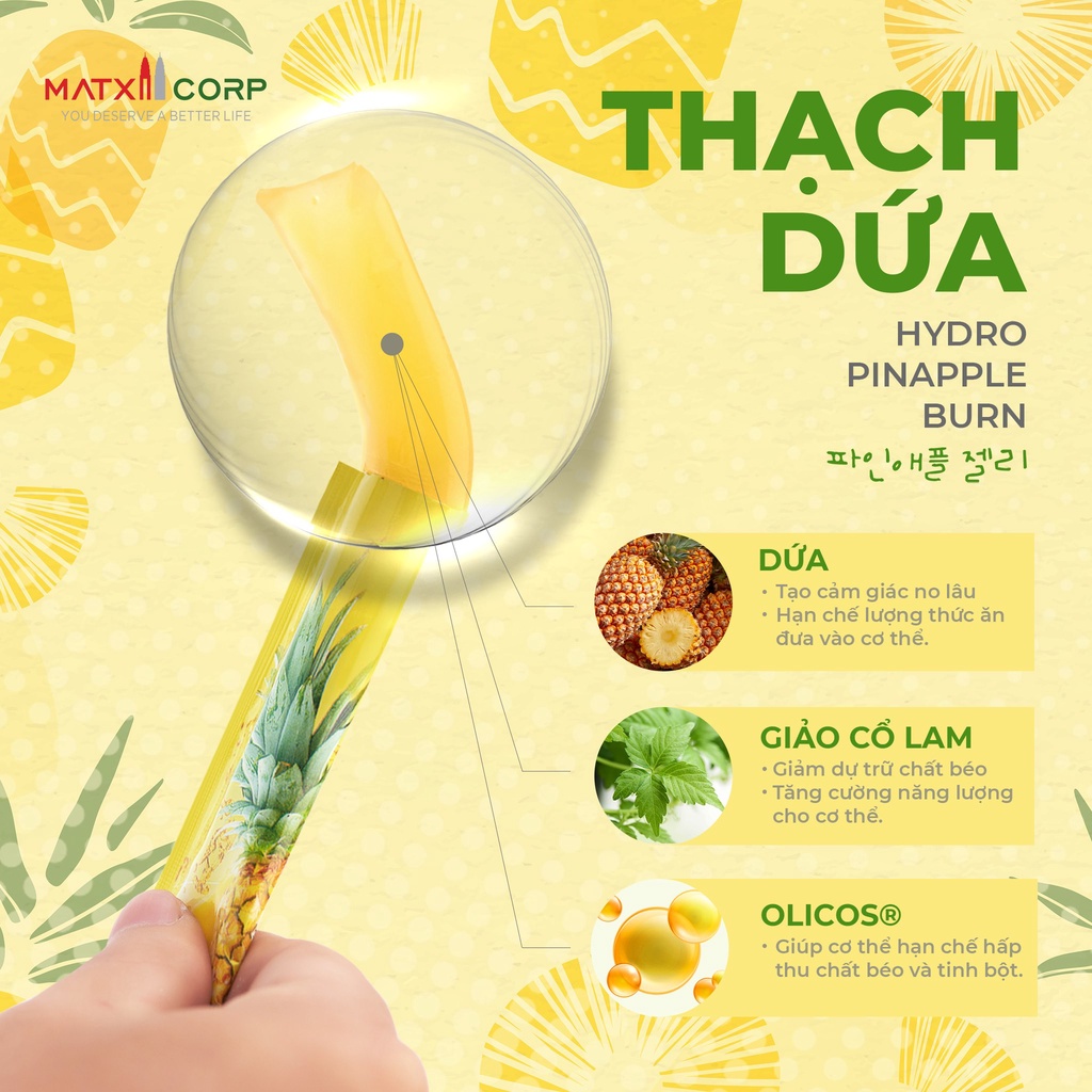 Thạch Dứa Giảm Cân Matxi Corp 10 gói  Chính hãng Hỗ Trợ Đào Thải Nhanh Hiệu Quả Mỡ Tích Tụ