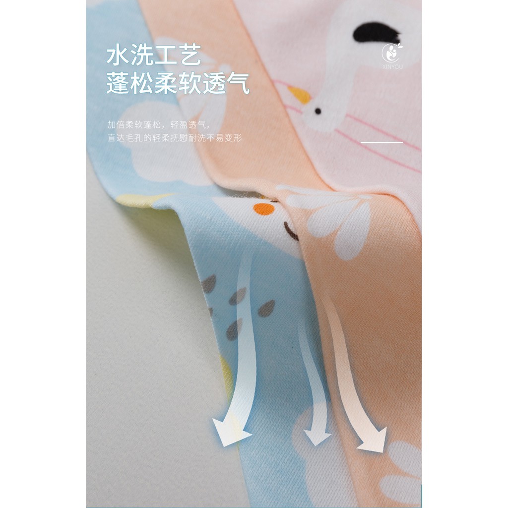 Set 3 khăn yếm tam giác cotton cúc bấm mềm mại cho bé