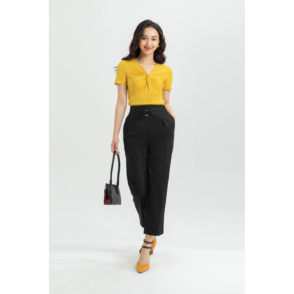 Áo thun gân cổ xoắn nữ IVY moda MS 57M6100