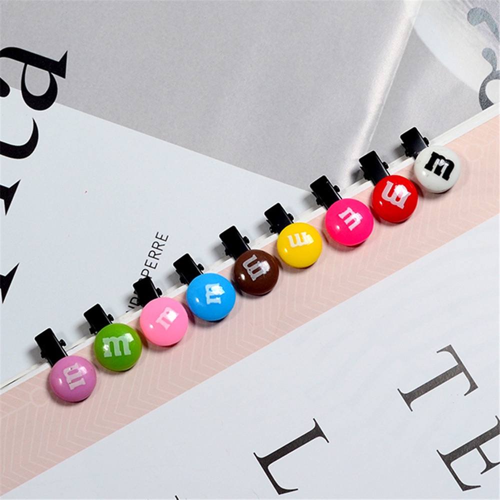 Set 10 kẹp tóc hình hạt đậu màu sắc kẹo ngọt phong cách Hàn Quốc cho nữ