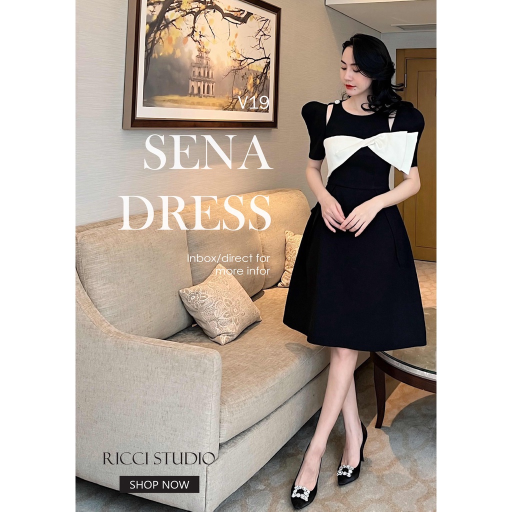 Váy V19 Sena Dress Ricci thiết kế chất liệu chéo hàn sợi cao cấp mềm mát | RICCI OFFICIAL