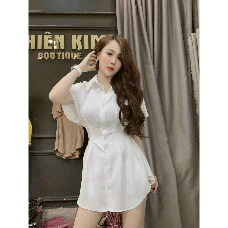 Set Sơmi giả váy xếp ly eo kèm quần chất đũi lụa siêu mềm - hot 2021