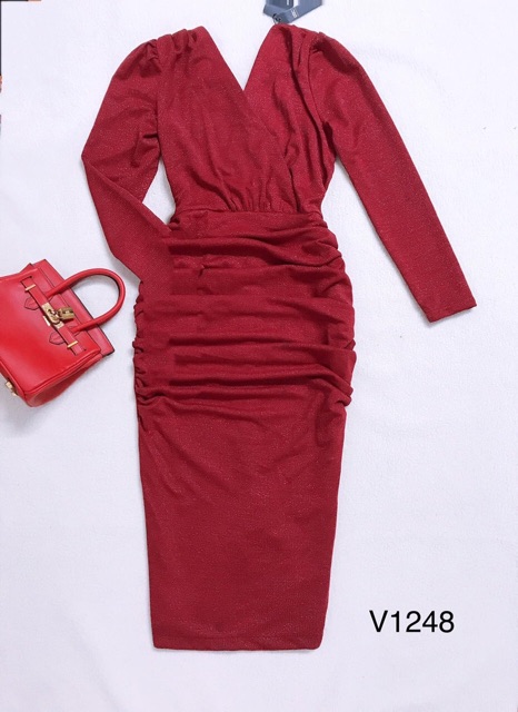 BÁN SỈ VÁY BODY ĐỎ CỔ TIM RÚM BÈO CHO NỮ | BigBuy360 - bigbuy360.vn