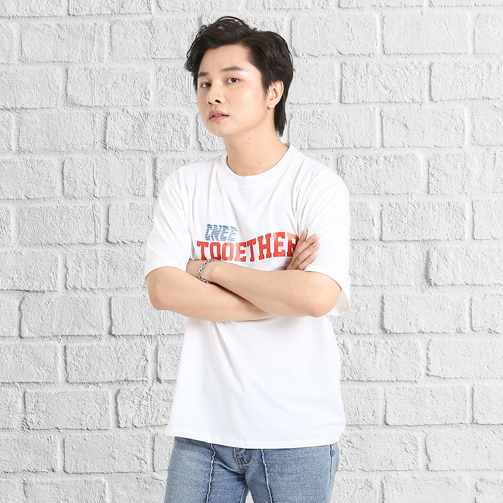 Áo thun tay lỡ phong cách unisex cổ tròn cho nam nữ in chữ TOOETHER đẹp T23