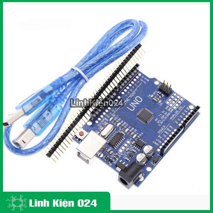 Kit Arduino Uno R3 Chíp CH340G Dán -Tặng Dây Kết Nối (BH 06 Tháng)