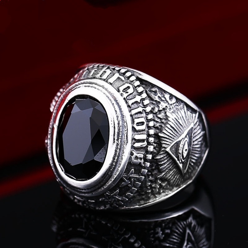 Nhẫn đính đá quý giả phong cách vintage thời trang cho nam