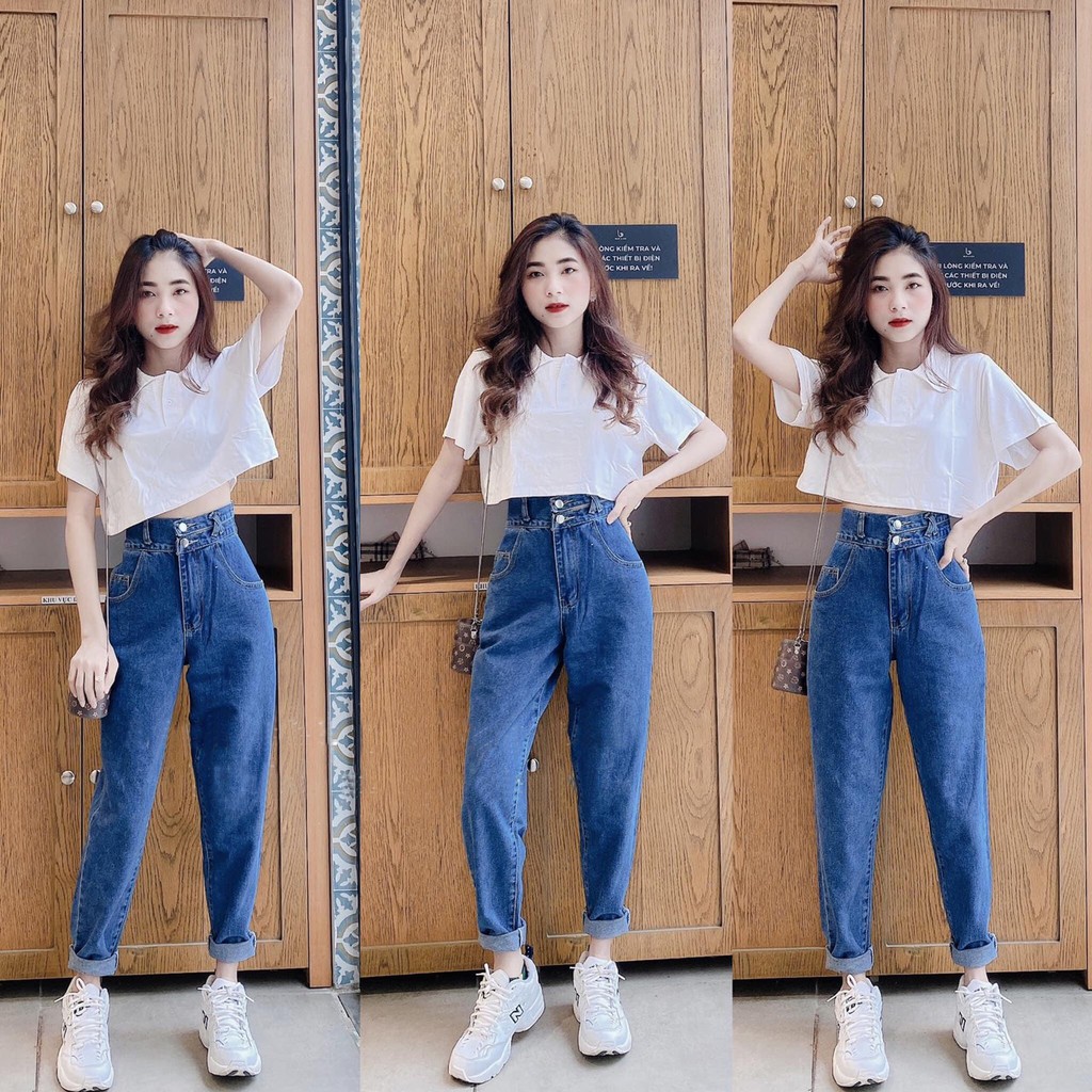 Quần baggy Nữ dáng suông lưng cao 2 nút phong cách Hàn quốc M Fashion 3216