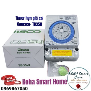 Camsco TB35N - Công tắc timer hẹn giờ gắn tường tủ điện+ Kèm Pin lưu Xịn
