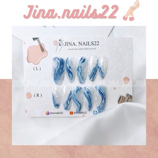 Nailbox móng giả móng úp loang màu xanh