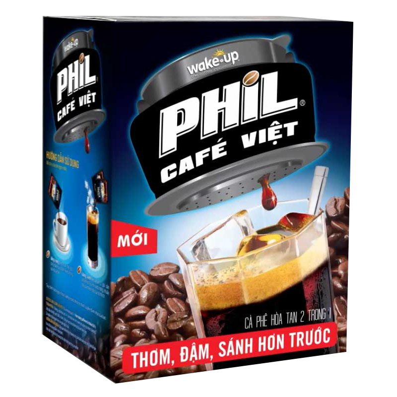 COMBO 2 HỘP CÀ PHÊ HOÀ TAN WAKE-UP PHIL CAFE VIỆT - hộp (15 gói x 16g)