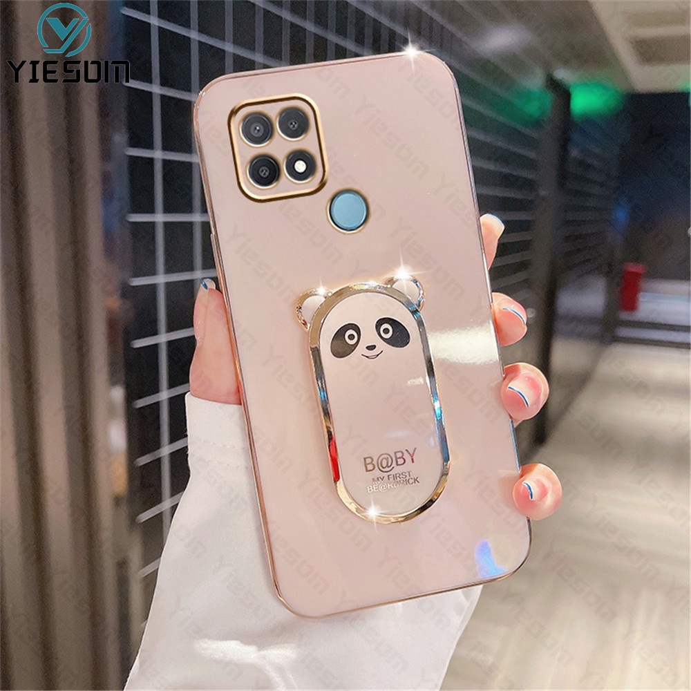 Ốp Điện Thoại Silicon Dẻo Họa Tiết Hoạt Hình Chú Gấu Kèm Giá Đỡ Cho Realme C11 2021 C20 C15 C21 C21Y C25Y C35 C31