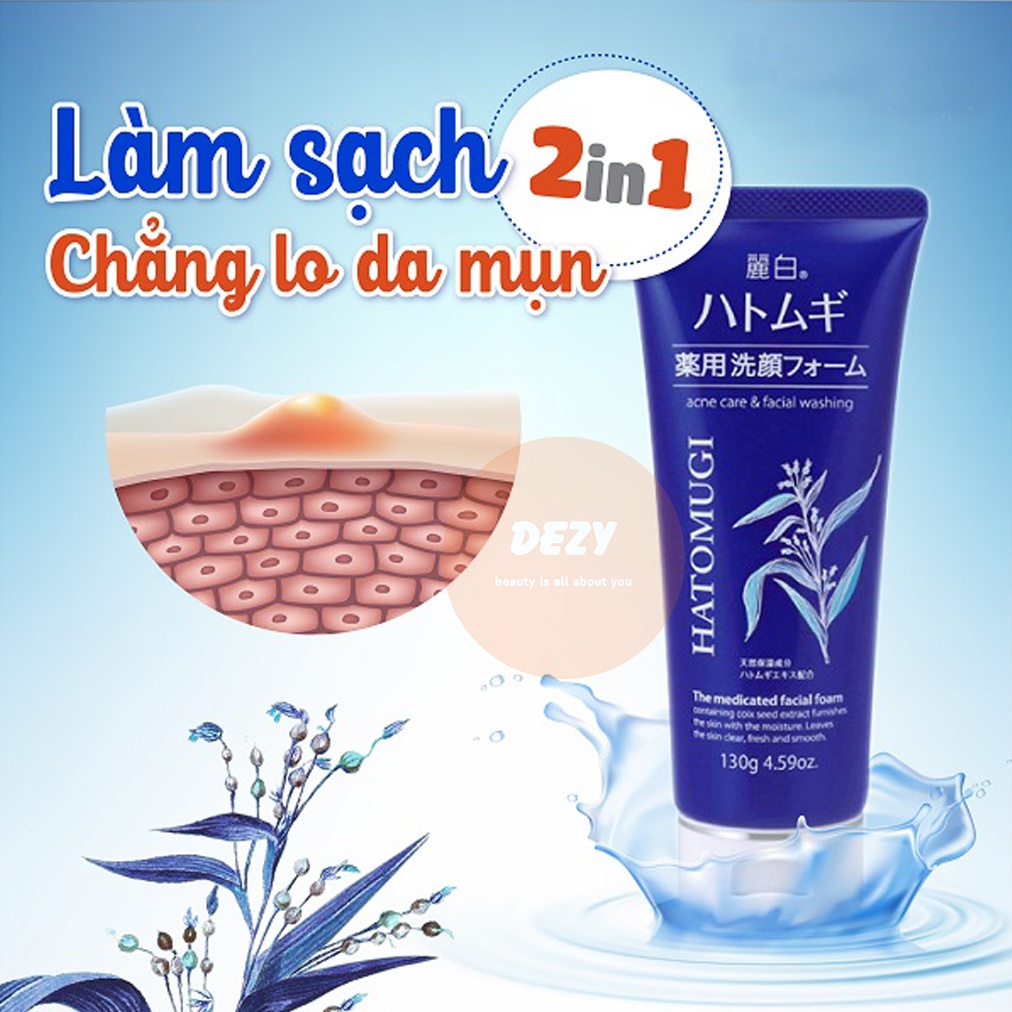Sữa Rửa Mặt Hatomugi Ý Dĩ Nhật Bản Srm Acne Cleanser Dưỡng Ẩm Da Ngừa Mụn Se Khít Lỗ Chân Lông Trắng Da - Skincare Dezy