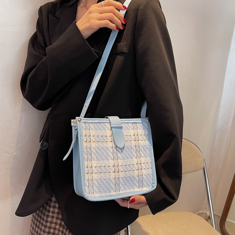 Túi xách đeo vai sức chứa lớn họa tiết kẻ sọc thời trang mùa thu mới 2021