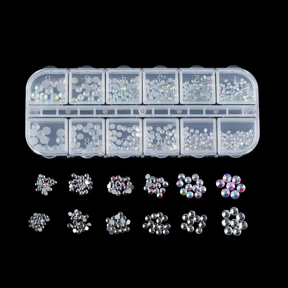 Hạt AB 3D màu trắng đính móng nghệ thuật