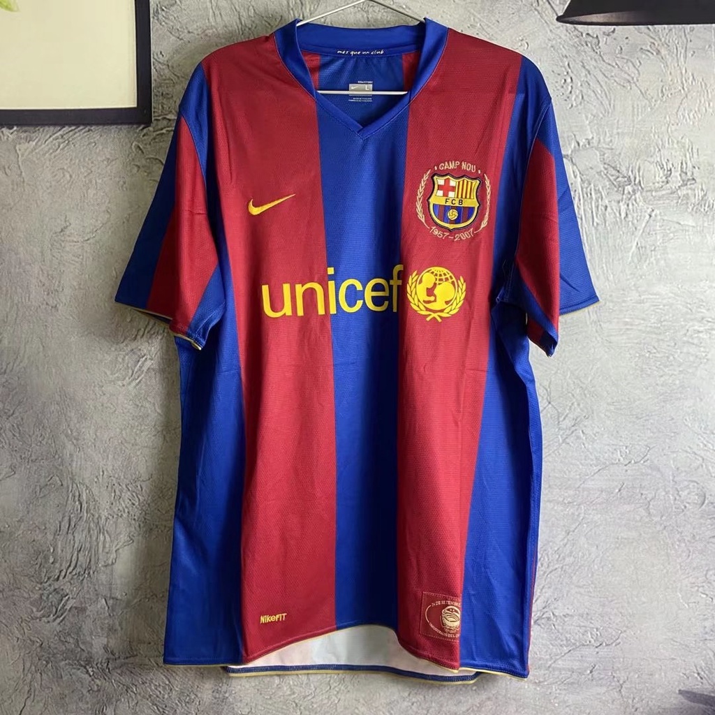 Áo Thun Bóng Đá Tay Ngắn Dài Phong Cách retro 07-08 Barcelona Cao Cấp