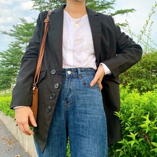 Áo khoác blazer nữ vest nữ màu đen cơ bản