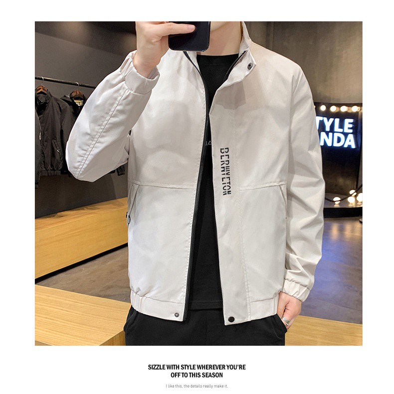 Áo khoác bomber nam👉FREESHIP👈 chất liệu kaki dày dặn, cổ đứng, chống thấm, cản gió cho mùa thu đông 2021 - Hàng nhập k
