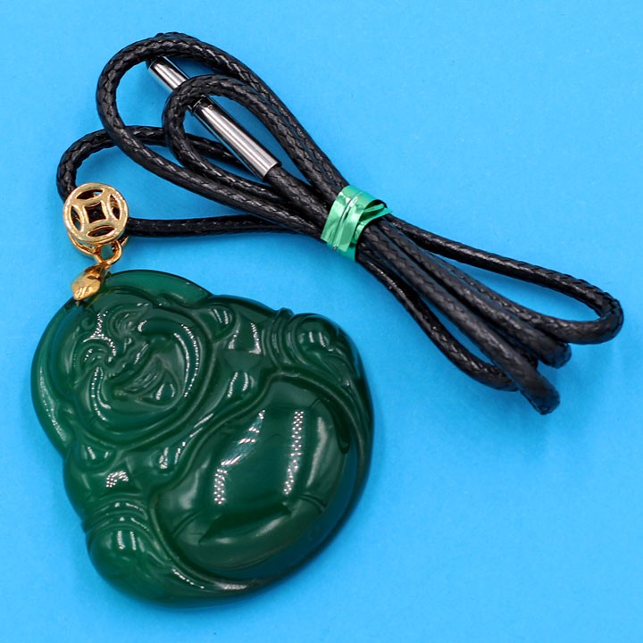Mặt dây chuyền Phật Di Lặc Xanh 3.8cm MDLMNX38 - Tặng kèm móc inox - Phong thủy 868
