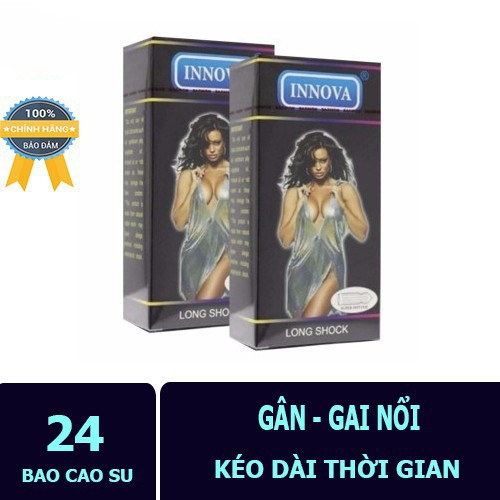 COMBO 2 Hộp Bao cao su INNOVA ĐEN , Gai quanh bao, mướt vô cùng, kéo dài thời gian quan hệ 4in1 - 2 hộp 24c