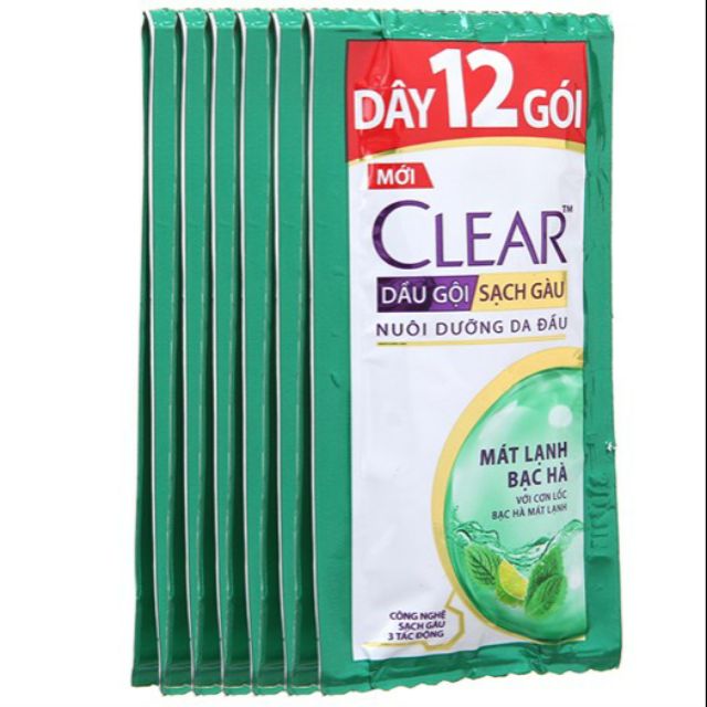 Dầu gội sạch gàu Clear mát lạnh bạc hà 5.8ml x 12 gói