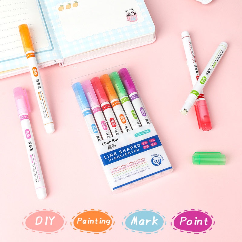 Set 6 Bút Đánh Dấu Dạng Lăn Nhiều Màu Sắc Sáng Tạo DIY