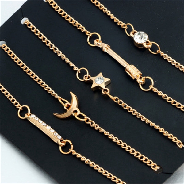 Set 5/6 chiếc lắc tay nữ mạ vàng đính đá sang trọng