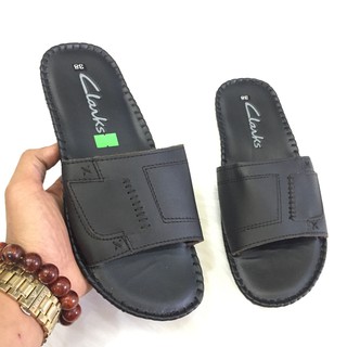 Dép nam quai ngang đế êm da bò mềm đen may đế ( Chất Store )