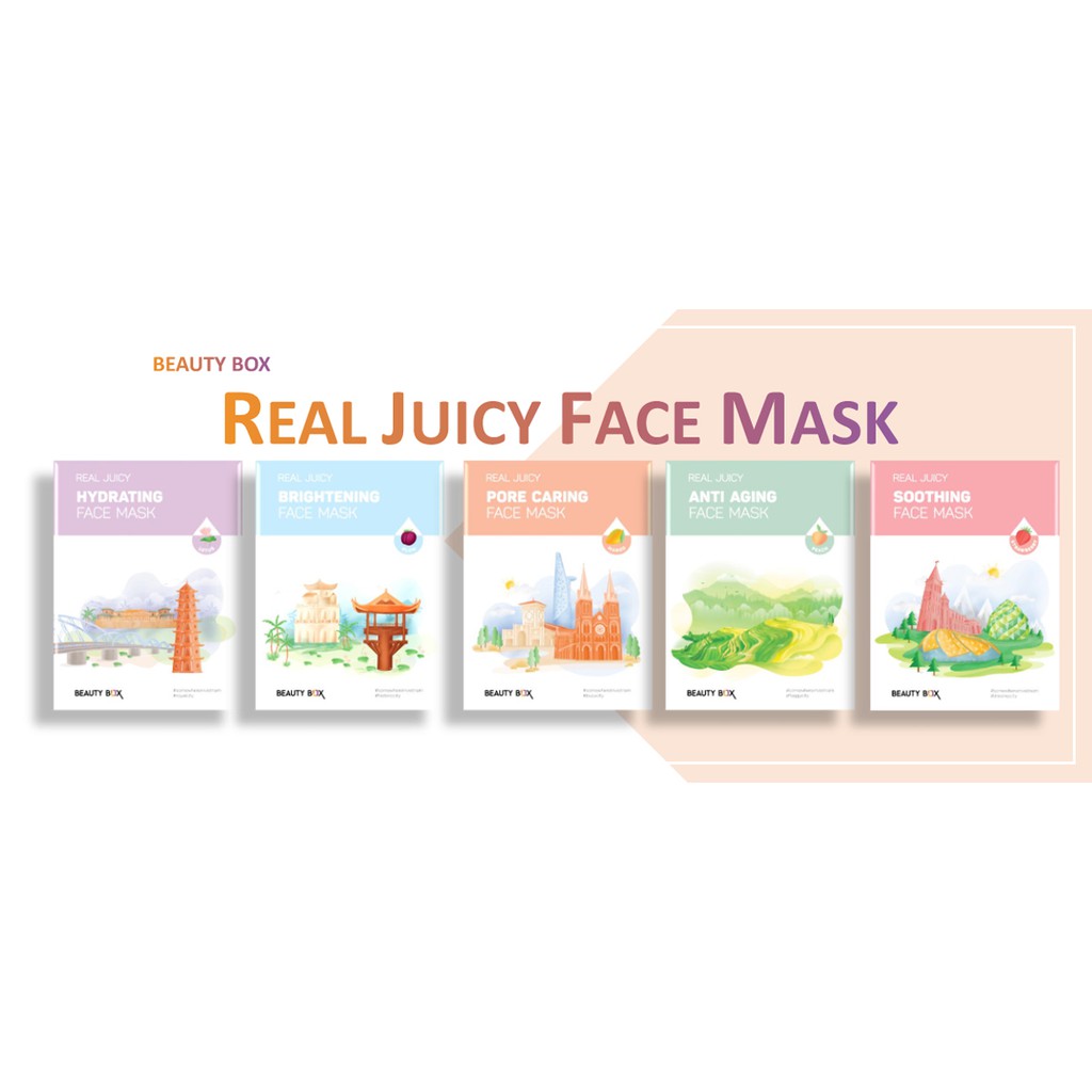 Combo 20 Miếng Mặt Nạ Beauty Box Real Juicy Brightening (20gx20)