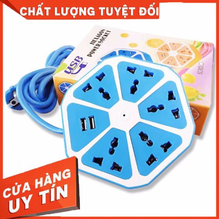 [Xả kho + free ship] Ổ cắm điện lục giác tích hợp 4 cổng USB