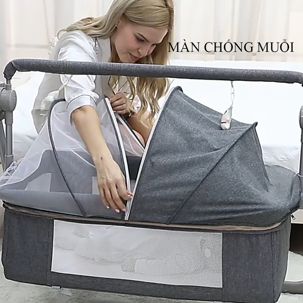 Nôi Đưa Điện Tự Động V-Baby F3S Mẫu Mới 2022 Tặng Túi Đựng