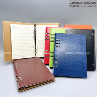 Combo 10 Sổ còng bìa da A5 (100 tờ) cao cấp trơn chưa in - 6 lỗ -  Refill ruột sổ 100 tờ giấy (200 trang)