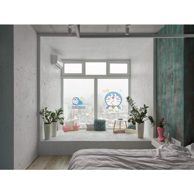 Miếng dán bồn cầu Doraemon chống nước chùi rửa thoải mái