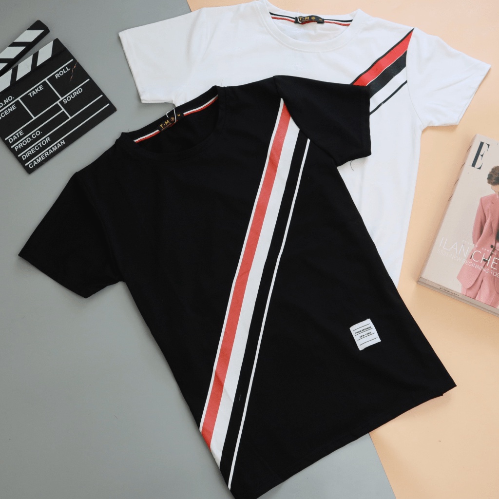 ÁO THUN NAM CỔ TRÒN PHỐI SỌC CHÉO 4 MÀU THỜI TRANG CÁ TÍNH THỜI TRANG PHONG CÁCH